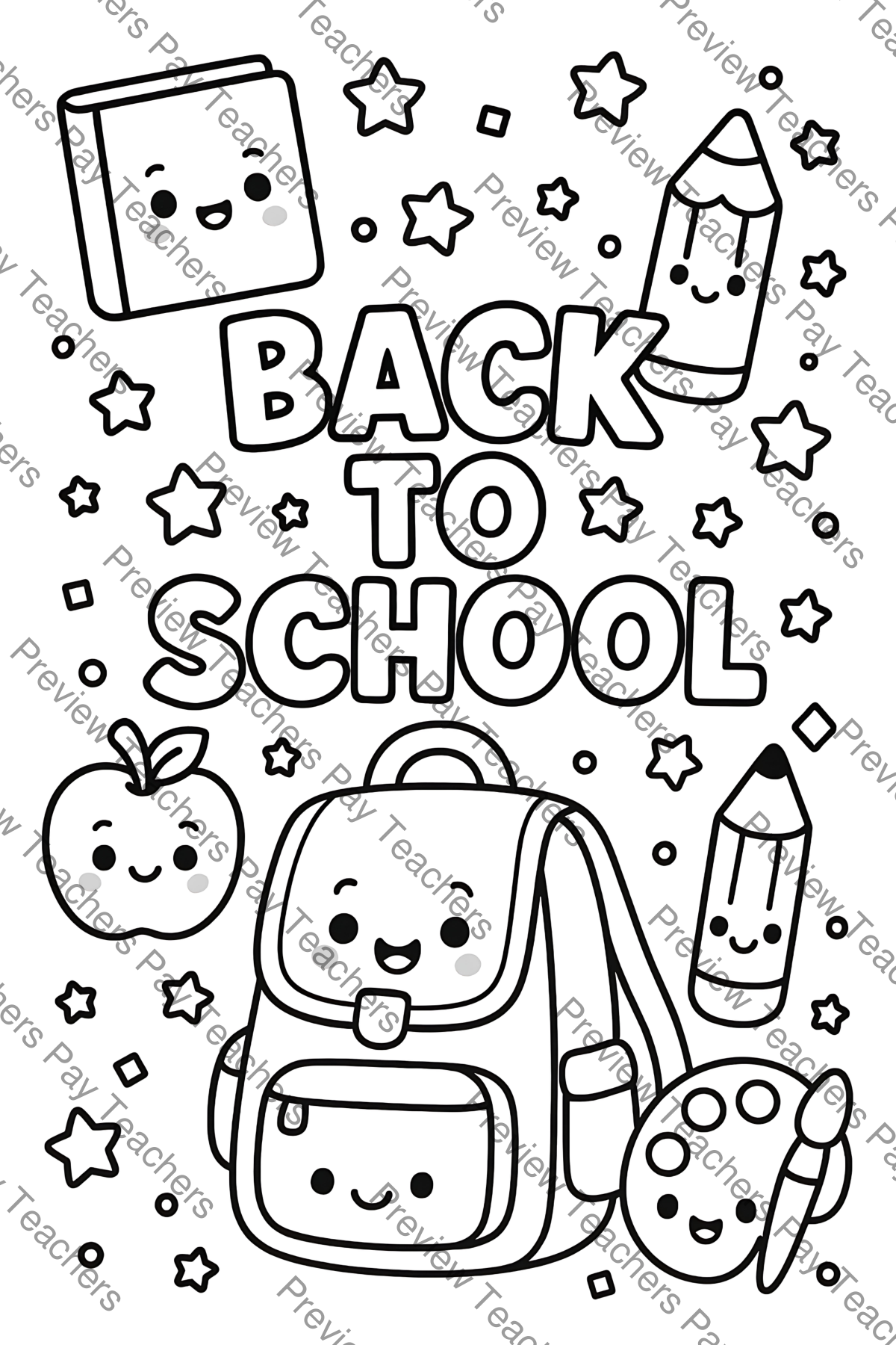 Preview sheet 3 of Back to School Coloring Pages | 79 Cute School Supplies Printables for Kids