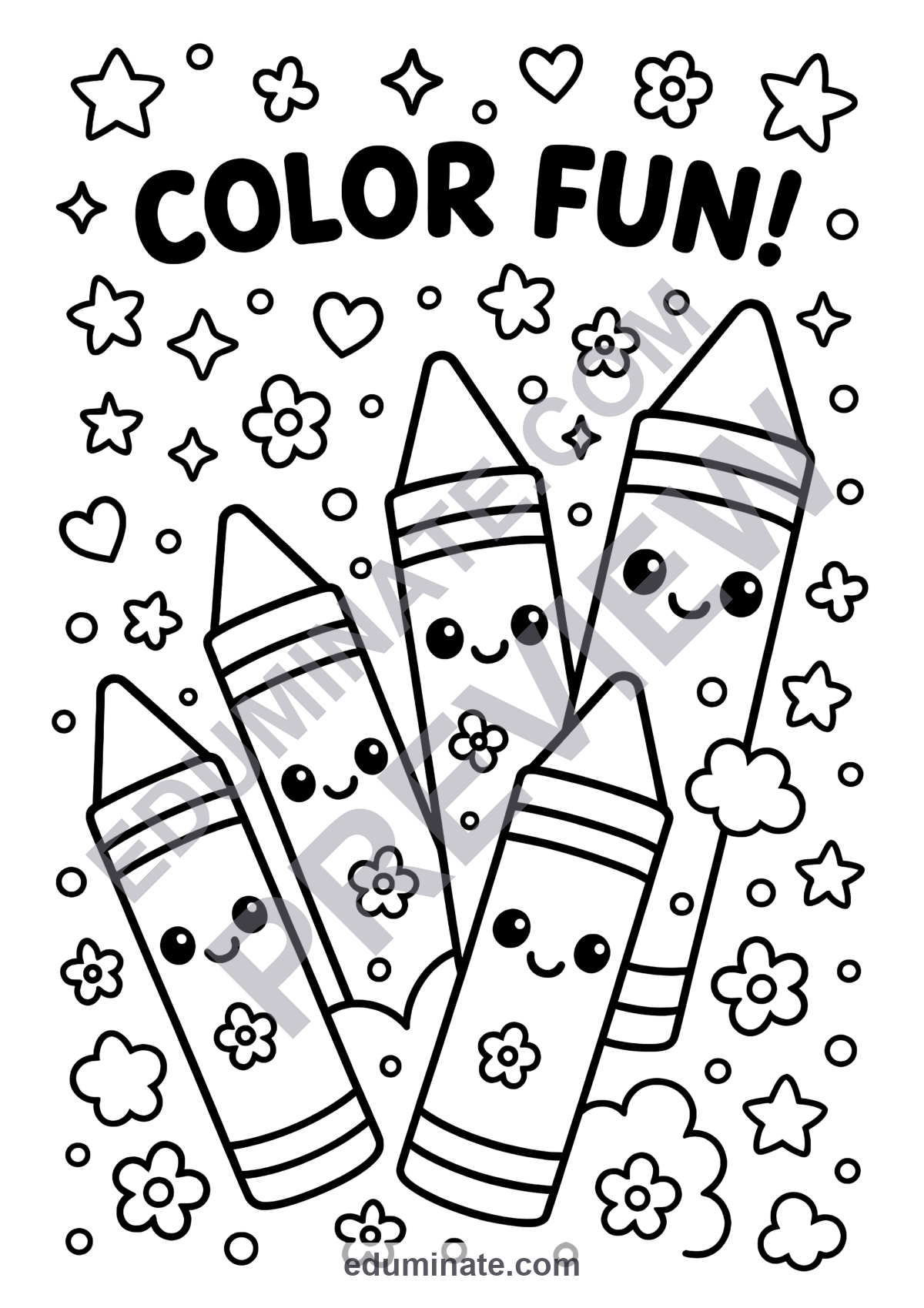Preview sheet 3 of School Supplies Coloring Sheets | Crayons Art Activities for Early Learners