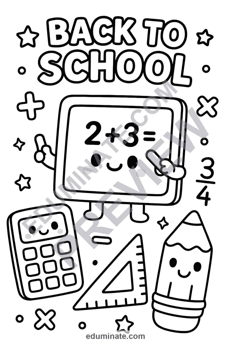 Math Back to School Coloring Pages: 30 Pages Ready Pack