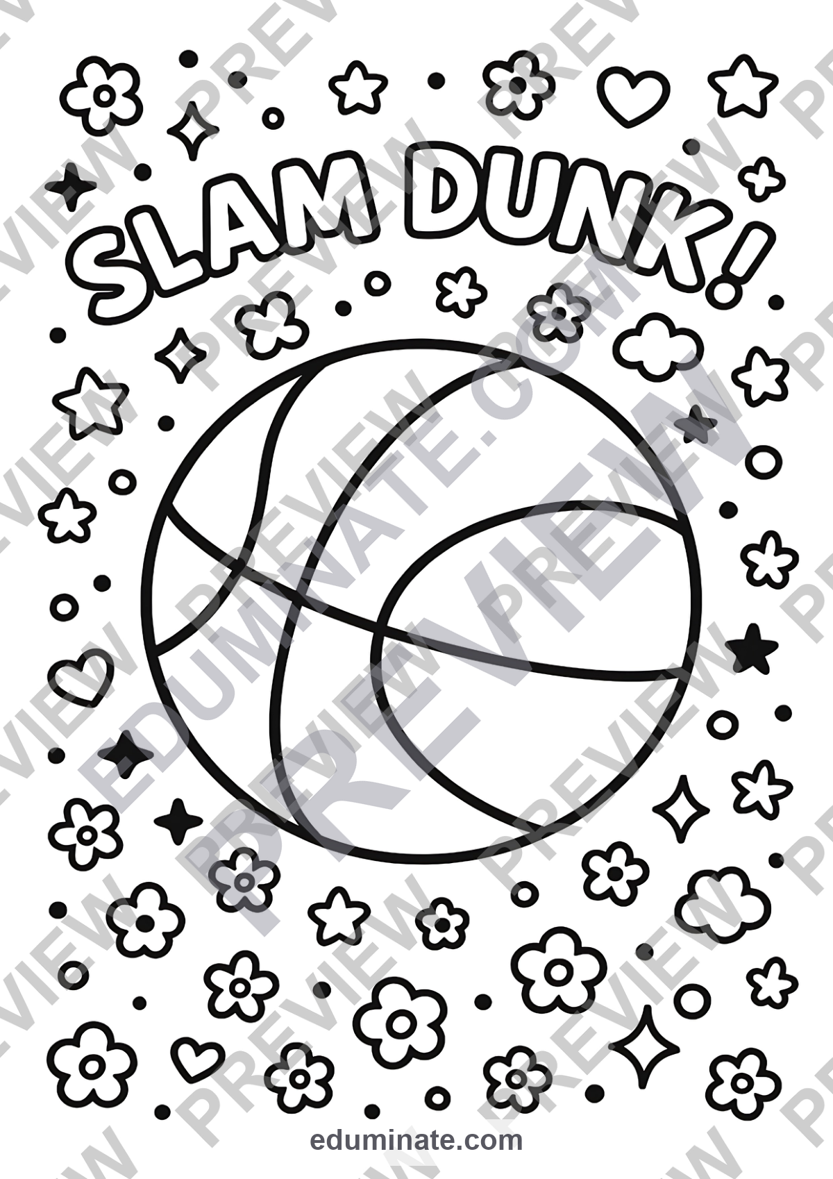 Preview sheet 3 of Basketball Sports Coloring Sheets | Fun Court Game Art Activities Booklet