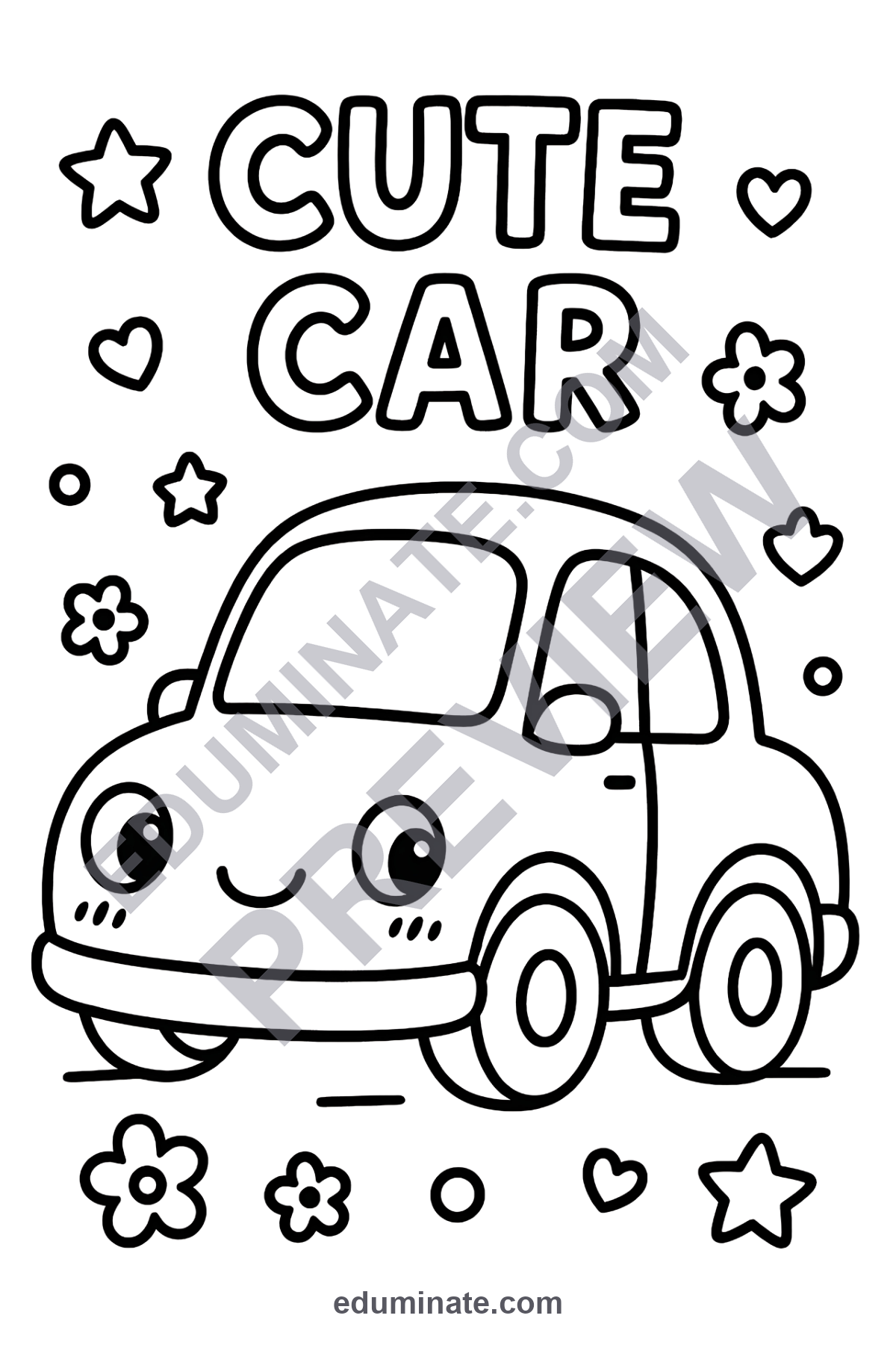 Preview sheet 3 of Printable Car Coloring Pages Cute Vehicle Coloring Sheets for Kids 64 Sheets