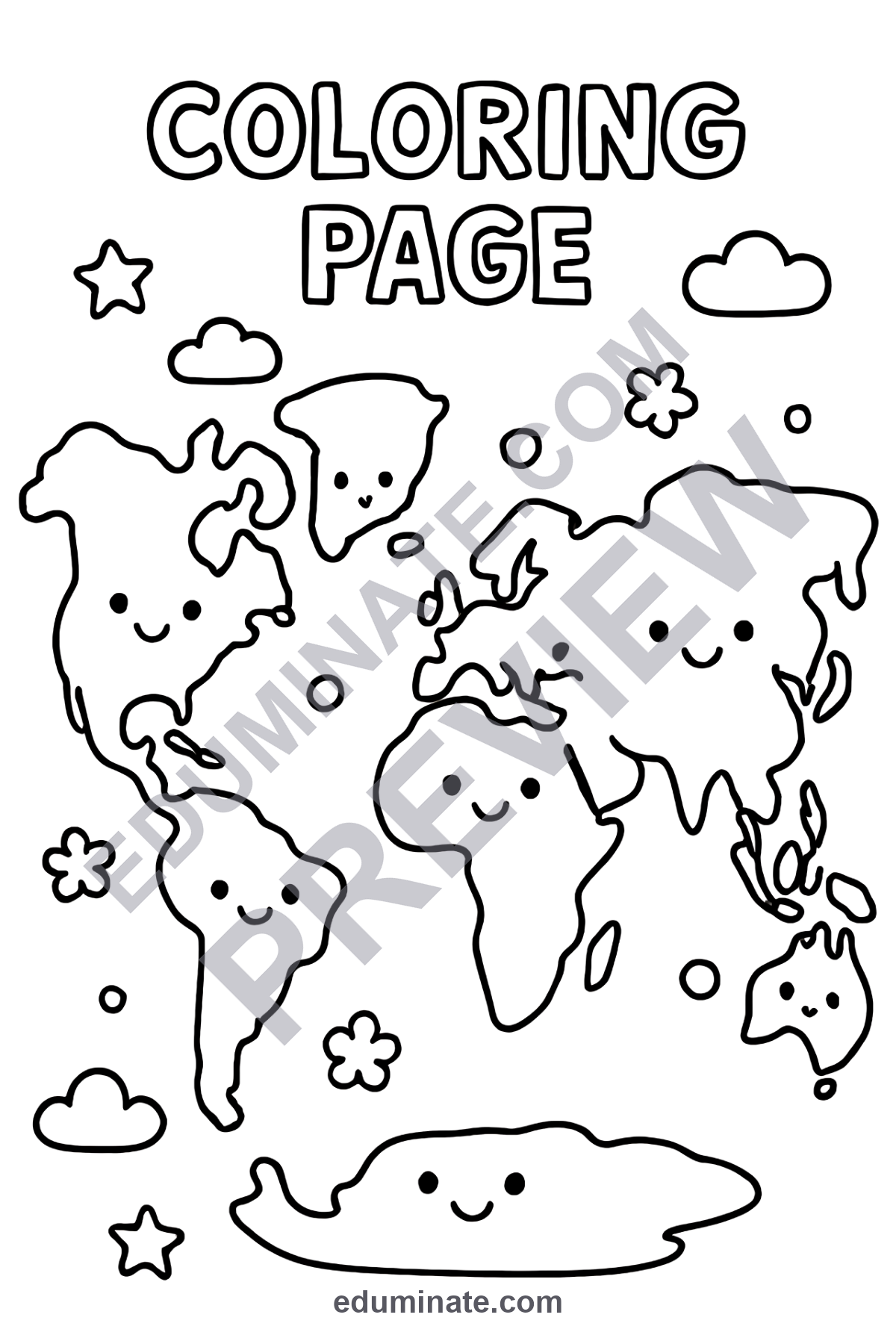 Preview sheet 4 of Continents Coloring Pages | World Map Geography Activity for Social Studies