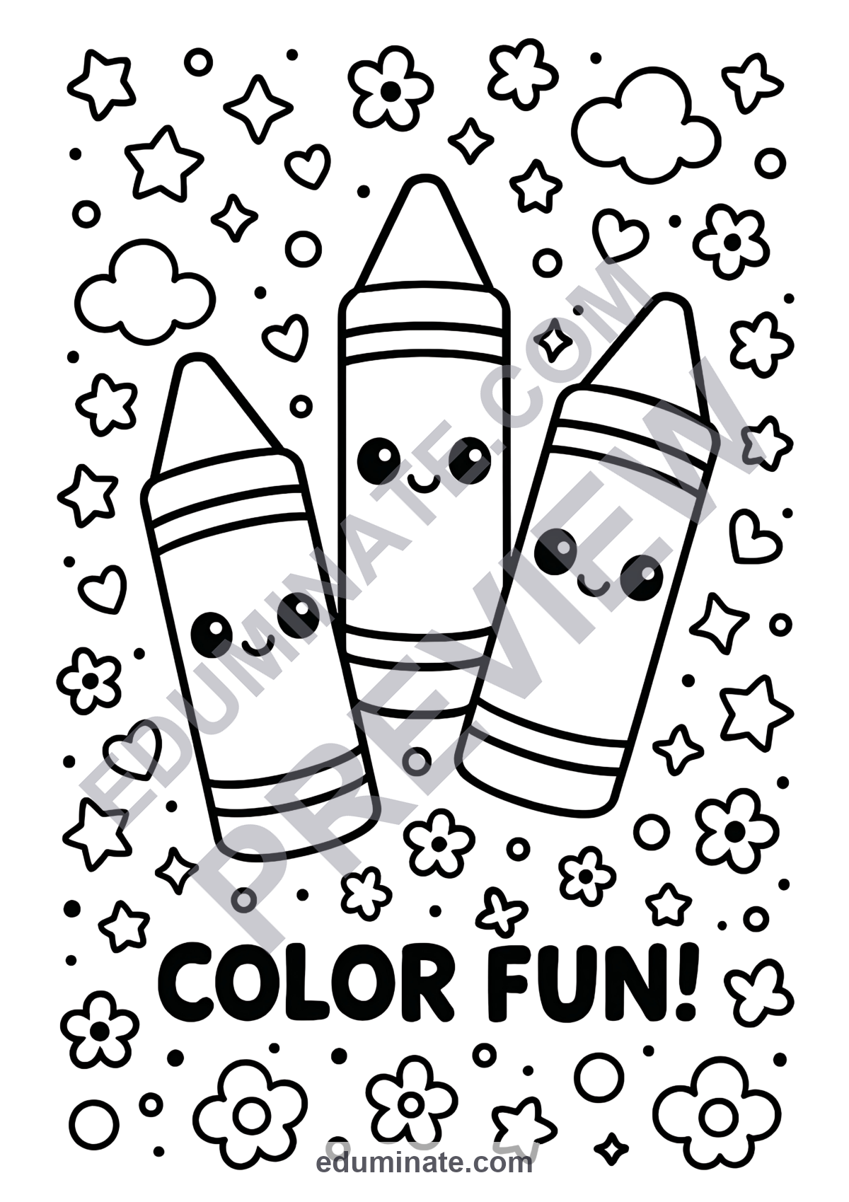 Preview sheet 4 of Crayons Coloring Pages | Back to School Art Activities for Early Finishers
