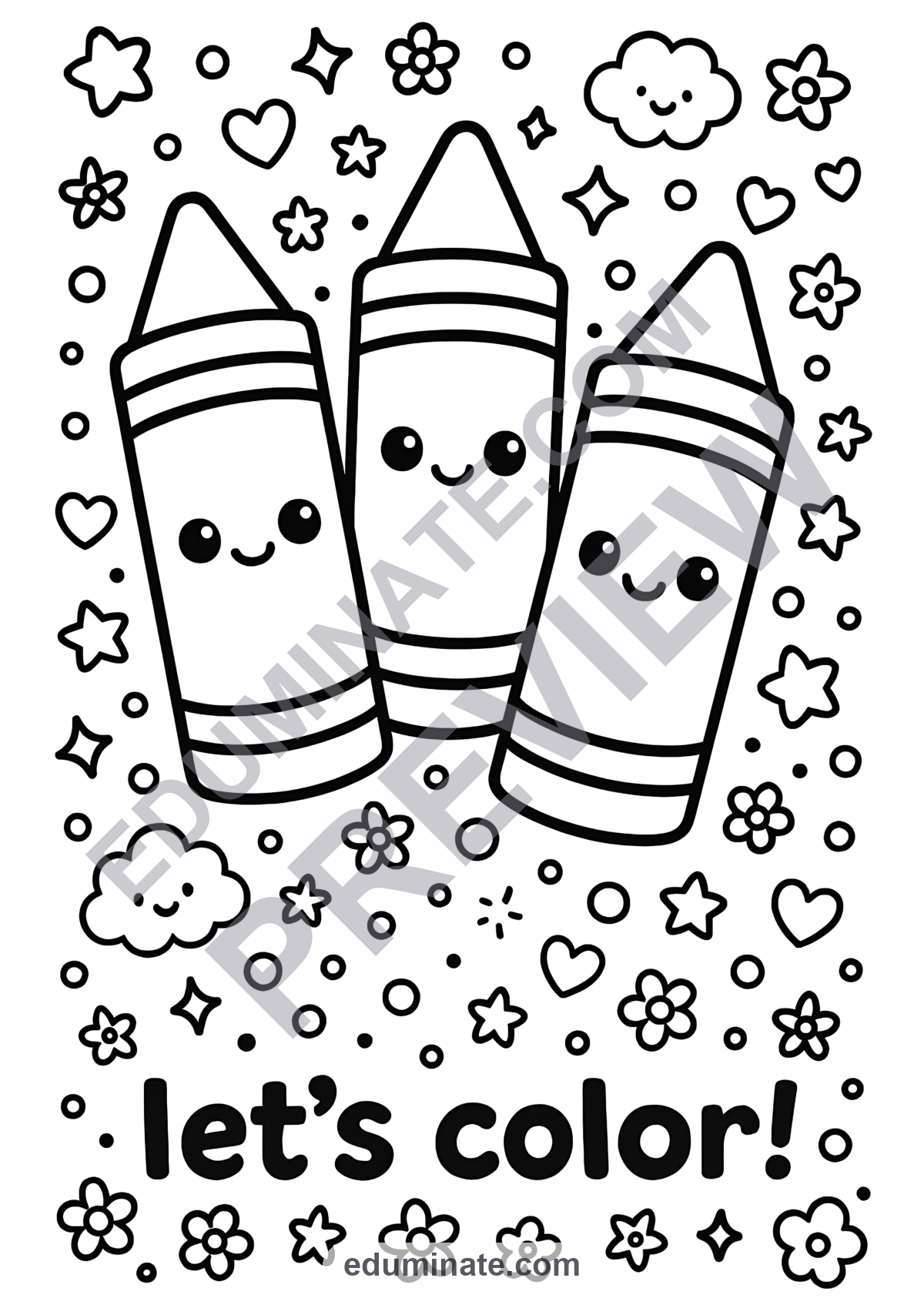 Preview sheet 4 of School Supplies Coloring Sheets | Crayons Art Activities for Early Learners
