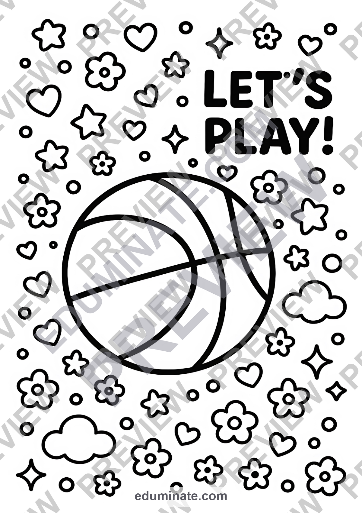 Preview sheet 4 of Basketball Coloring Pages | Slam Dunk Sports Day Activities Printable Sheets