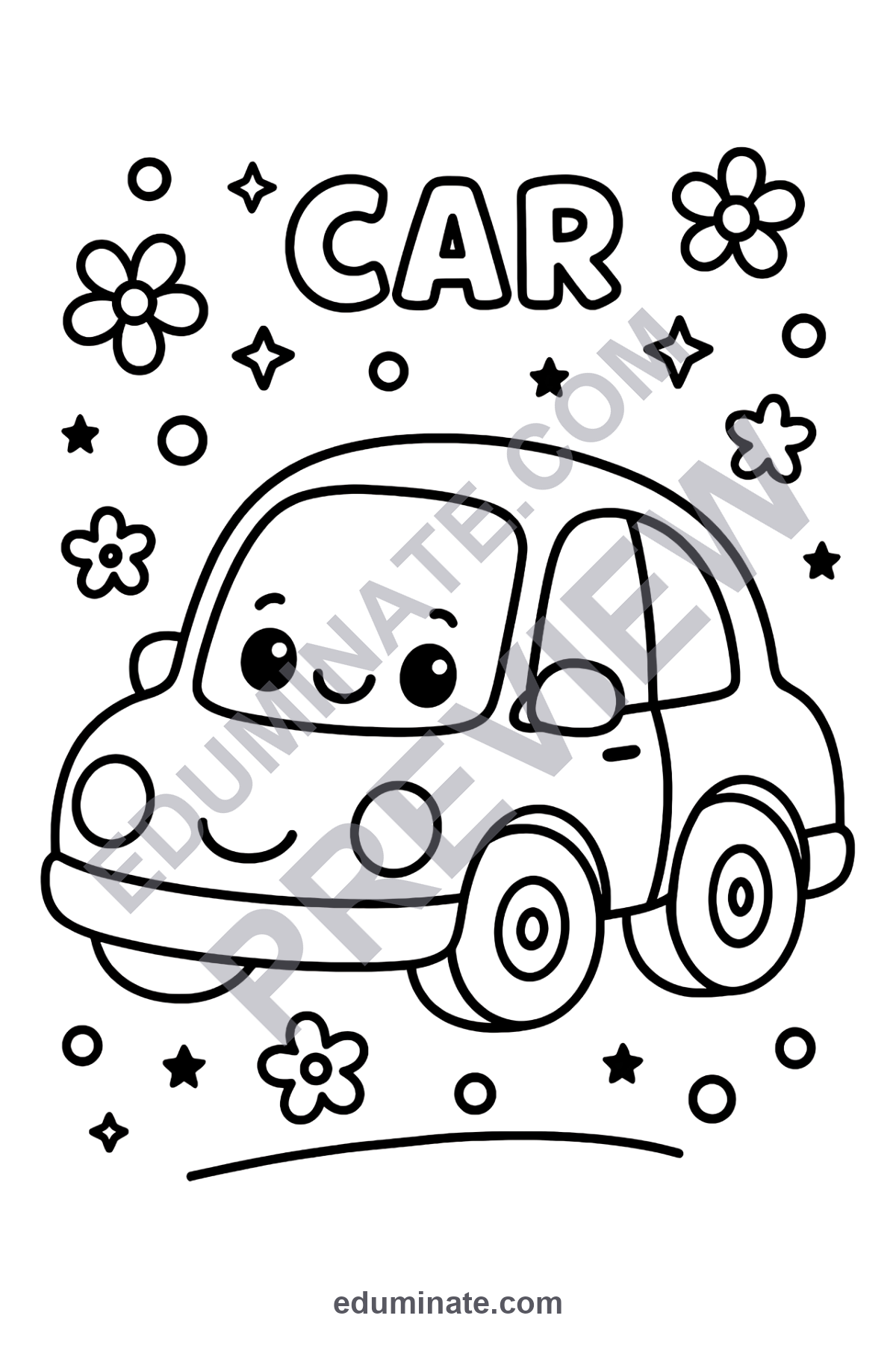Preview sheet 4 of Printable Car Coloring Pages Cute Vehicle Coloring Sheets for Kids 64 Sheets