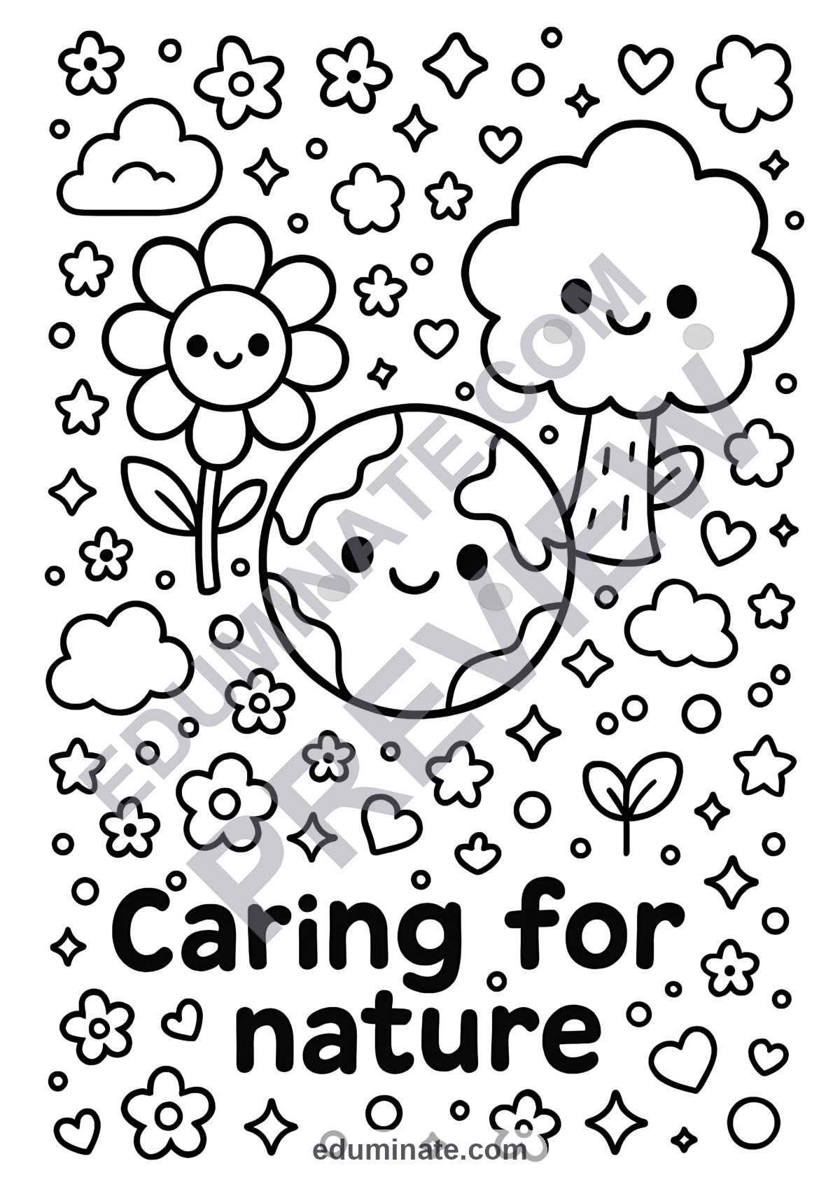 Preview sheet 4 of Caring for Nature Coloring Pages Earth Day Recycling Coloring Sheets 50 Pages