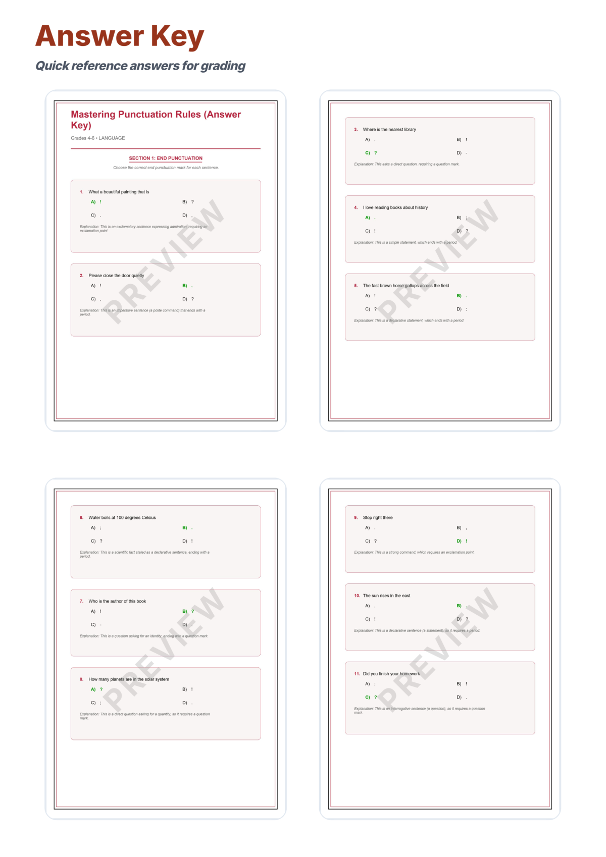 Preview sheet 5 of Punctuation Rules Worksheets – End Marks Commas Colons & Semicolons Packet