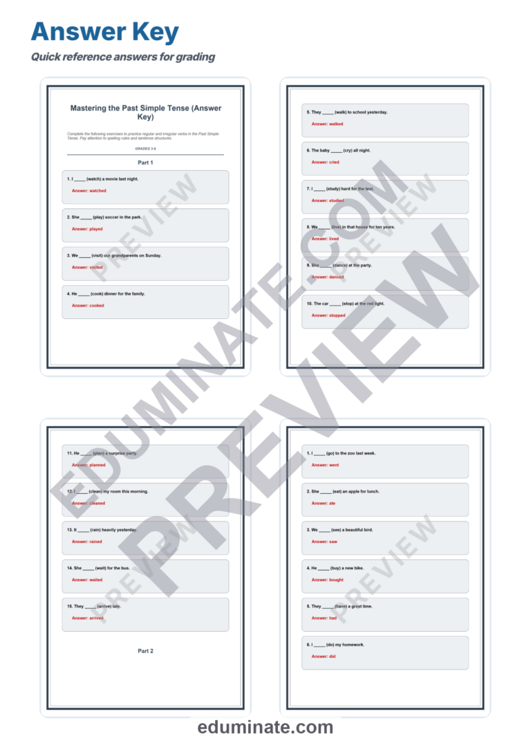 Past Tense Verbs Worksheet | Grammar Practice | Regular and Irregular Verbs Pack sample page 5