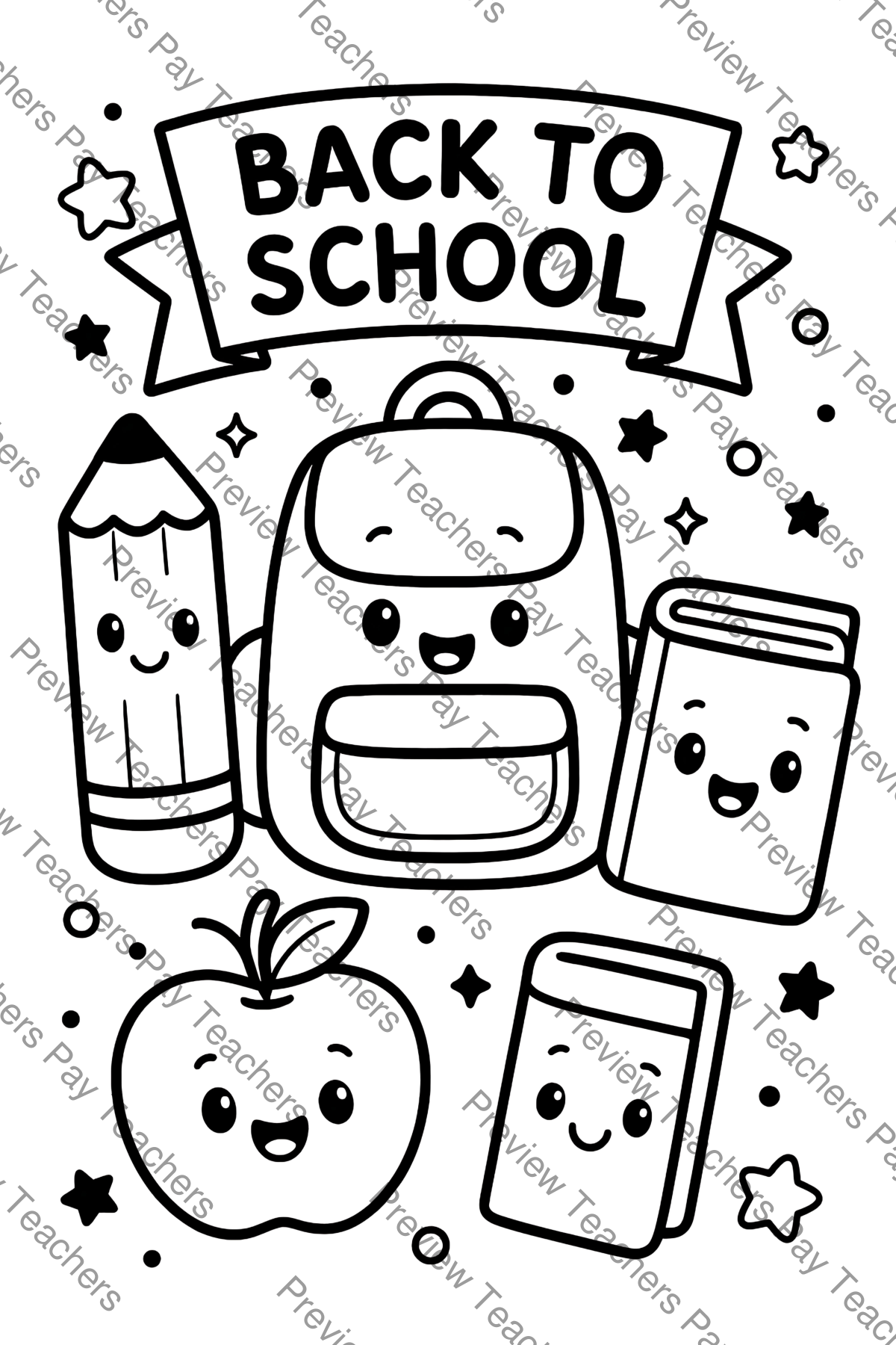 Preview sheet 5 of Back to School Coloring Pages | 79 Cute School Supplies Printables for Kids