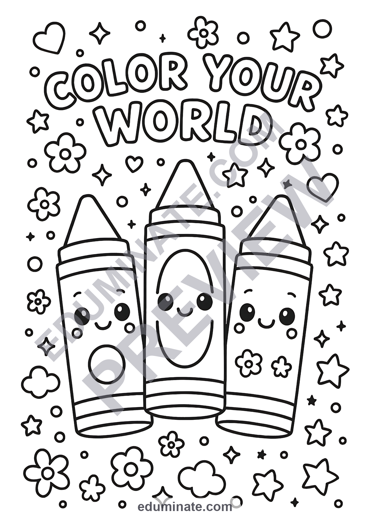 Preview sheet 5 of Crayons Coloring Pages | Back to School Art Activities for Early Finishers