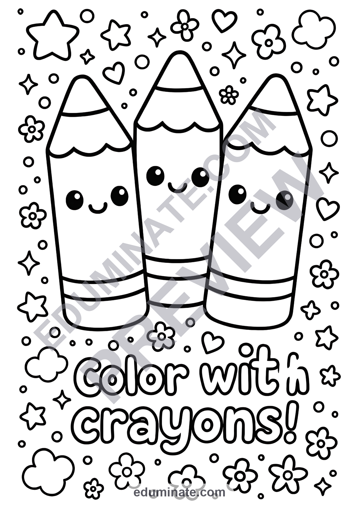 Preview sheet 5 of School Supplies Coloring Sheets | Crayons Art Activities for Early Learners