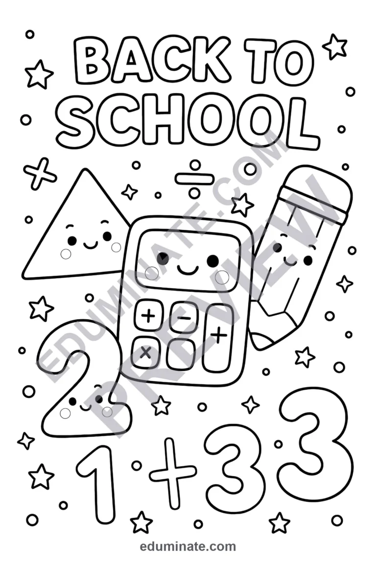 Math Back to School Coloring Pages: 30 Pages Ready Pack