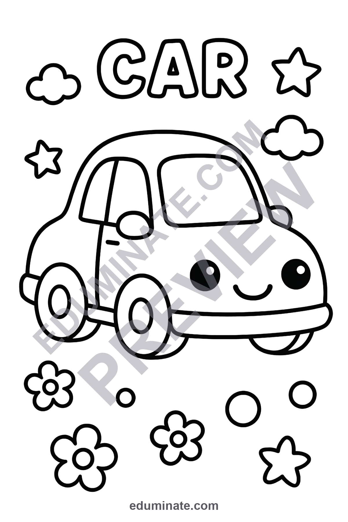 Preview sheet 5 of Printable Car Coloring Pages Cute Vehicle Coloring Sheets for Kids 64 Sheets