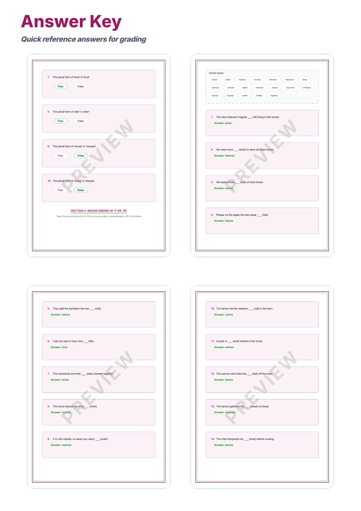 Preview sheet 6 of Irregular Plural Nouns Worksheet Packet – Spelling Rules & Plural Practice
