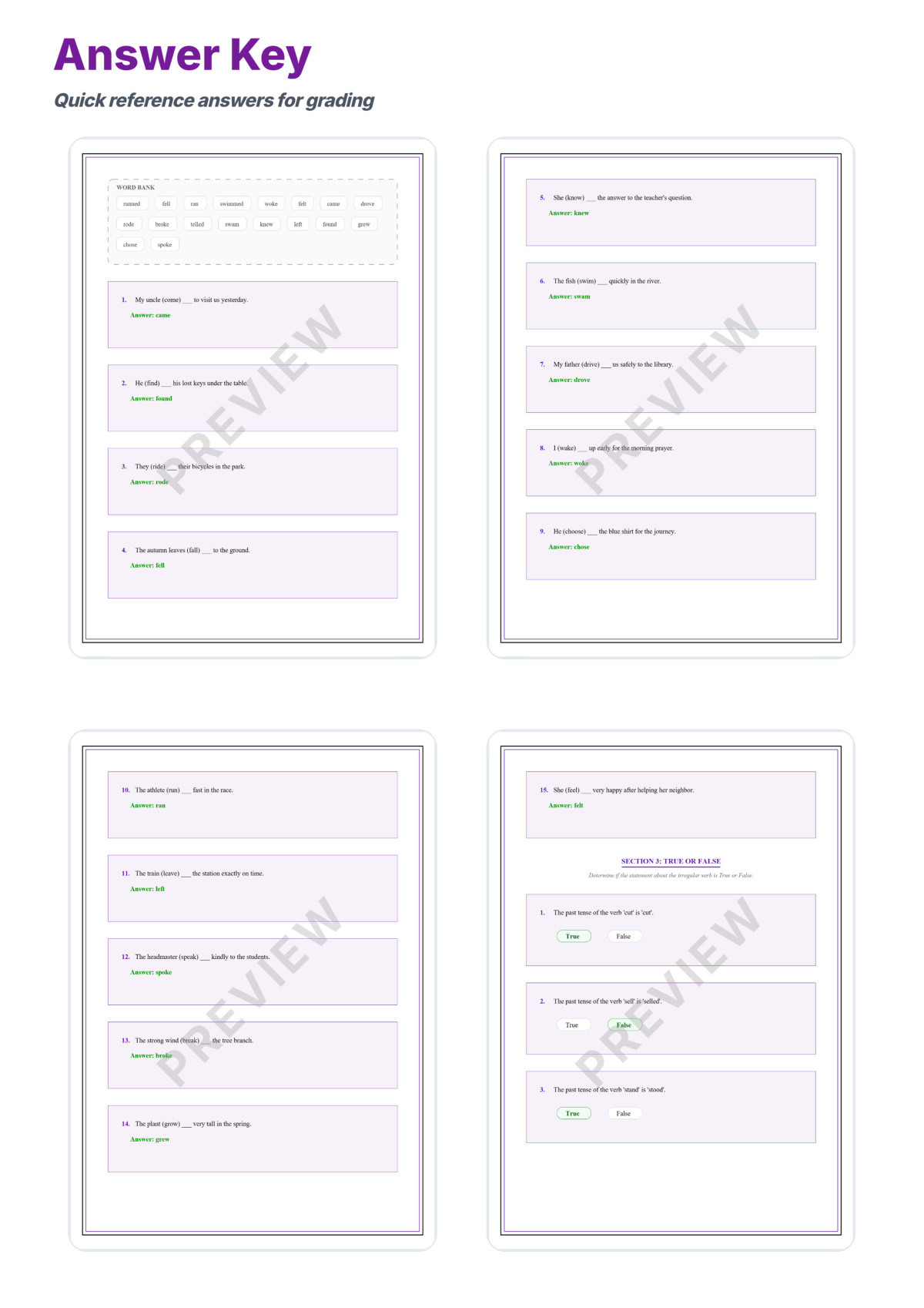 Preview sheet 6 of Irregular Verbs Practice Worksheets – Past Tense & Past Participle Grammar