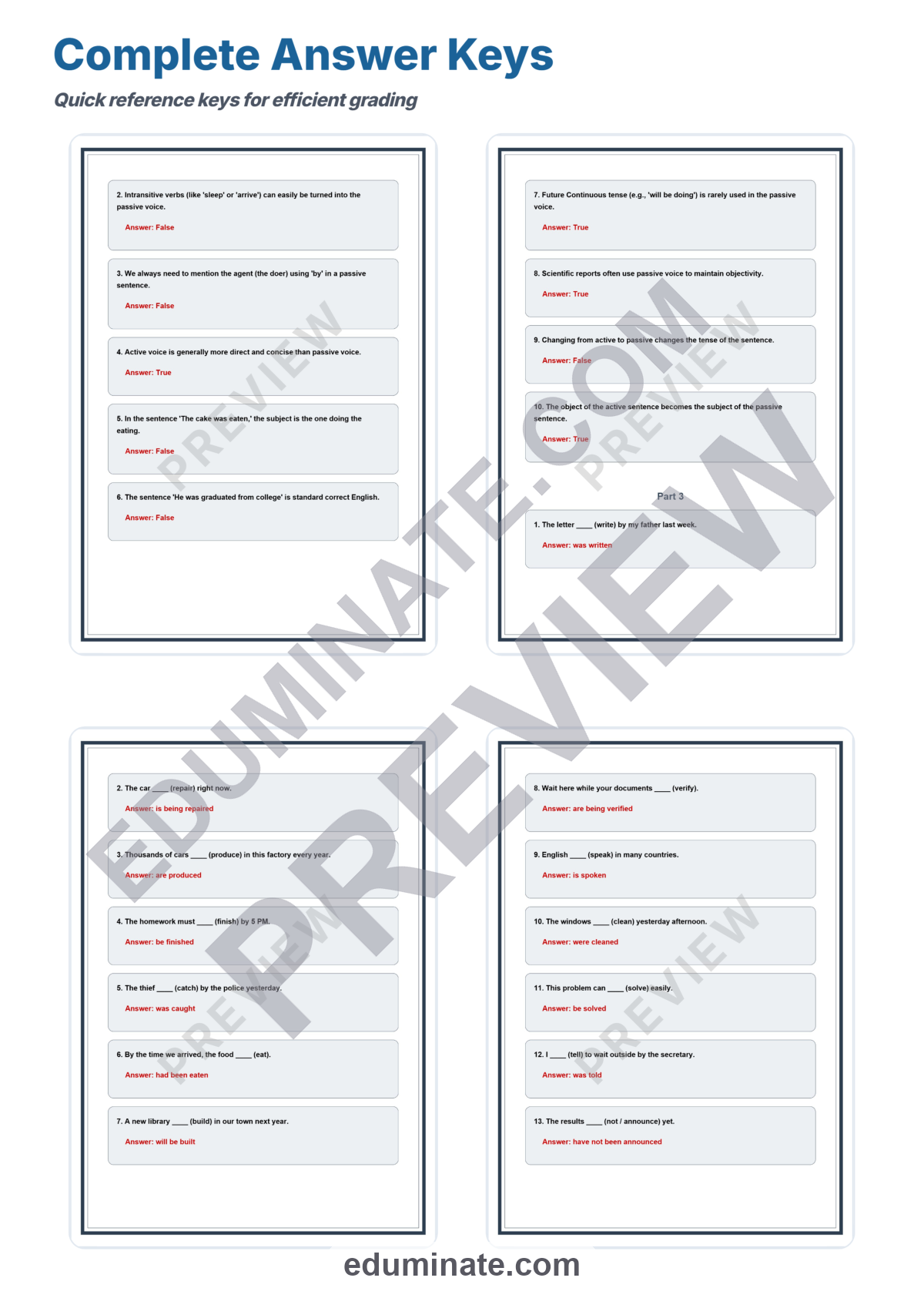 Preview sheet 6 of Active to Passive Voice Worksheet | Grammar Practice | Printable ELA Activity