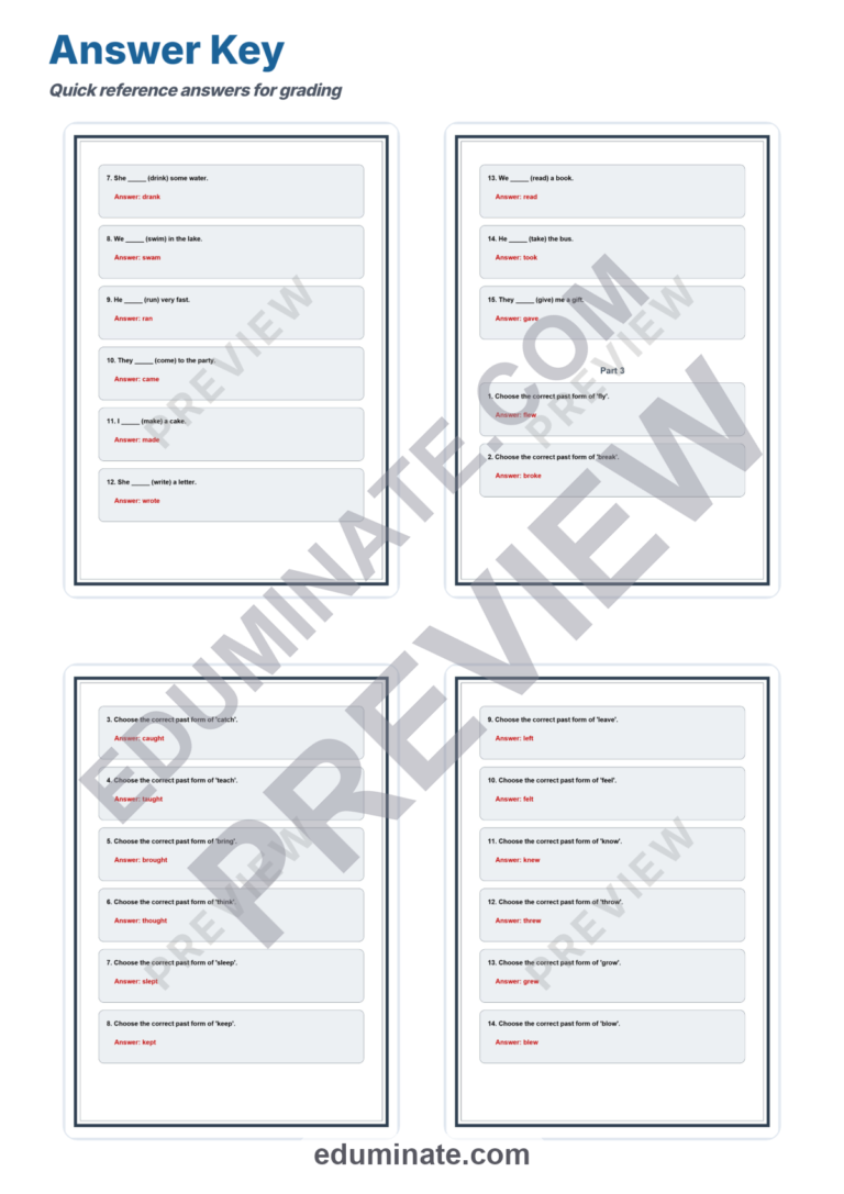 Past Tense Verbs Worksheet | Grammar Practice | Regular and Irregular Verbs Pack sample page 6