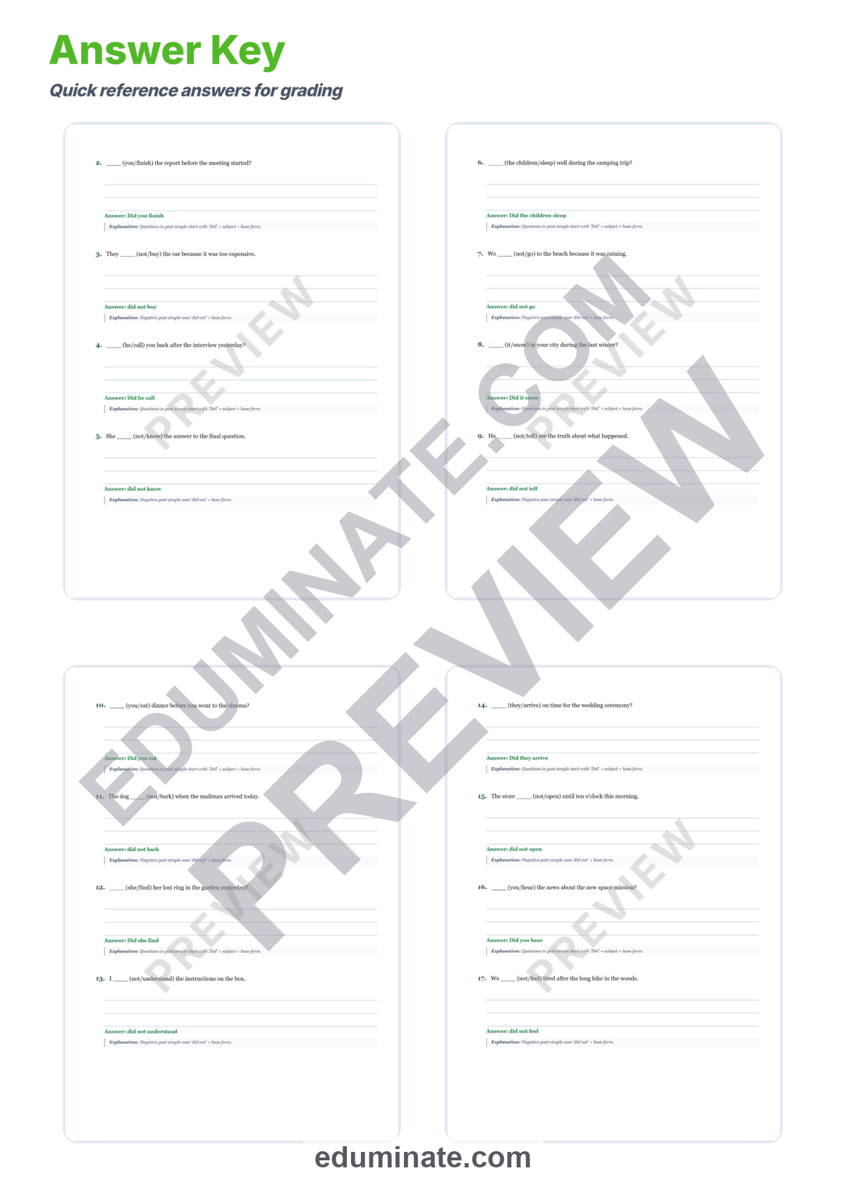 Preview sheet 6 of Past Tense Verbs Worksheet | Irregular Verbs Practice | ESL Grammar Worksheets