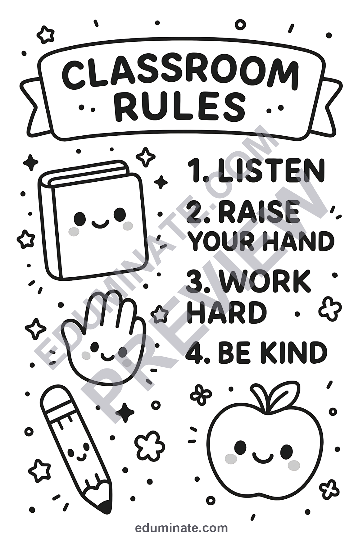 Preview sheet 6 of Classroom Rules Coloring Pages | Back to School Classroom Management Activity