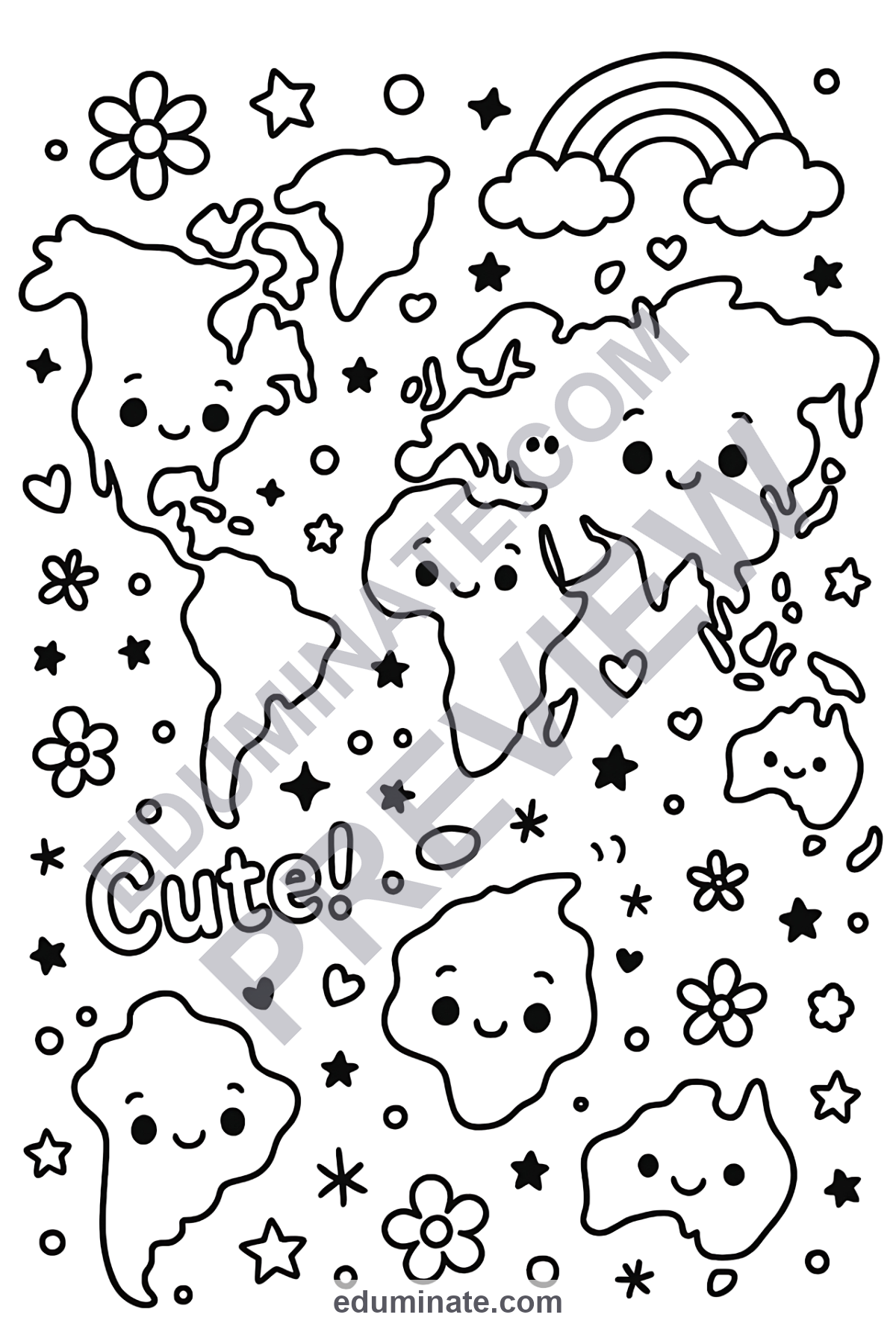 Preview sheet 6 of Continents Coloring Pages | World Map Geography Activity for Social Studies