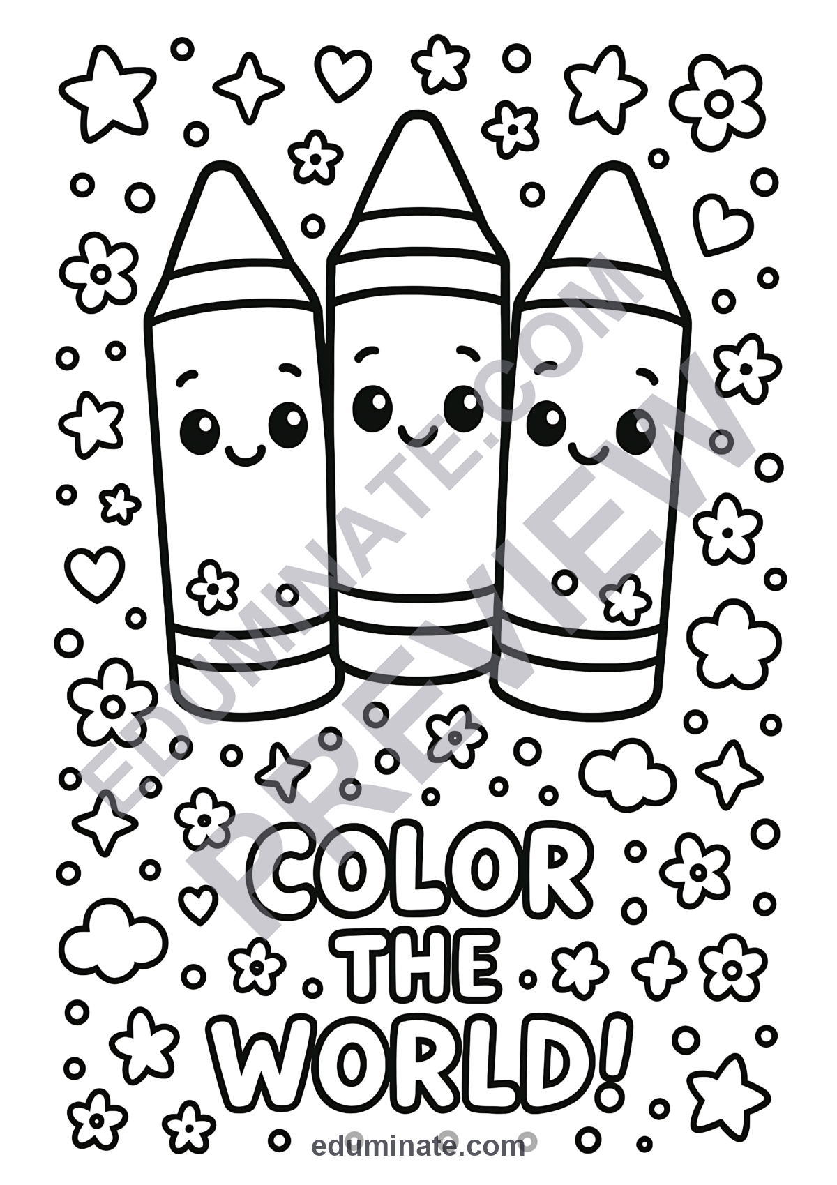 Preview sheet 6 of Crayons Coloring Pages | Back to School Art Activities for Early Finishers