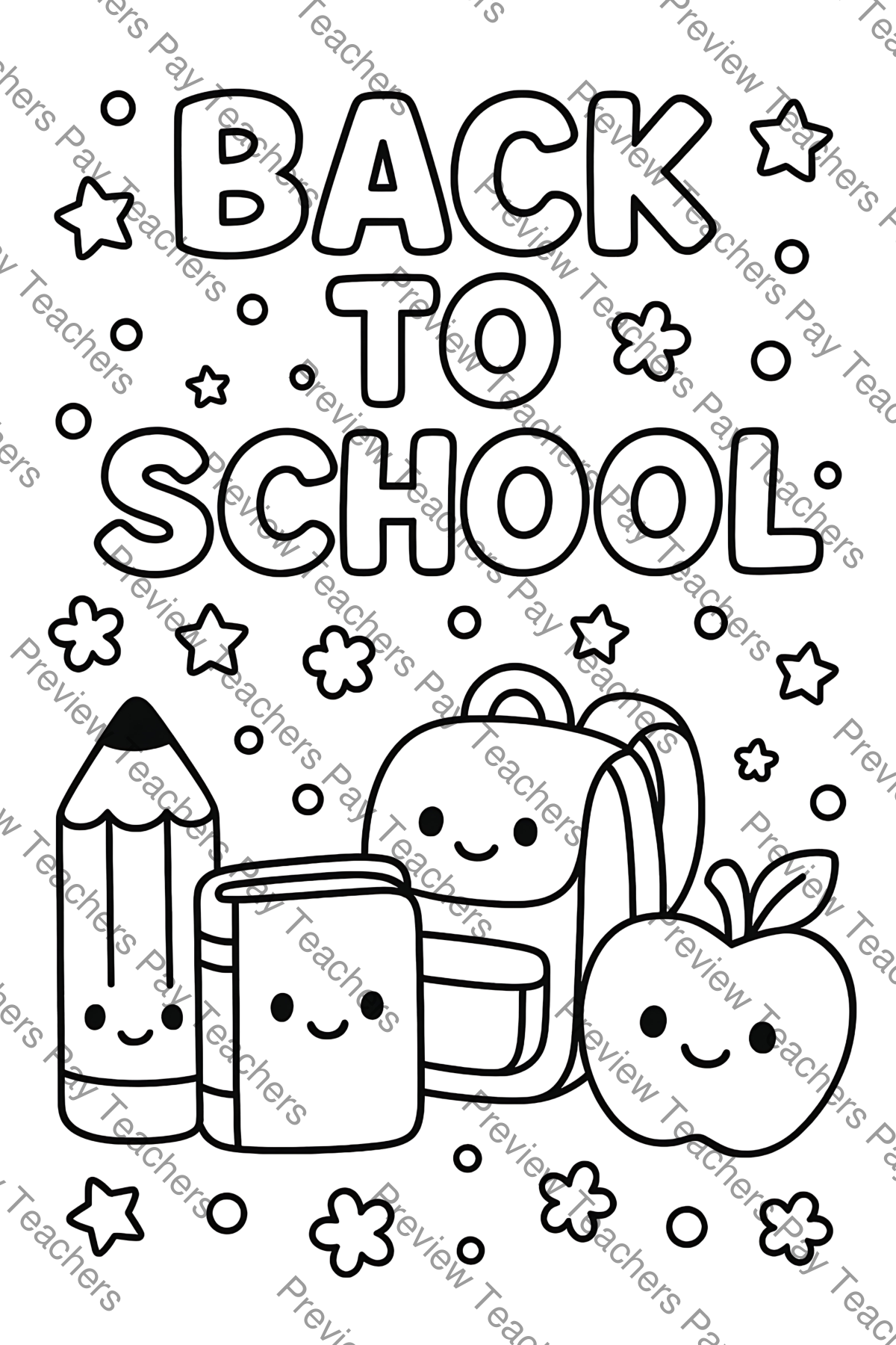 Preview sheet 6 of Back to School Coloring Pages | 79 Cute School Supplies Printables for Kids