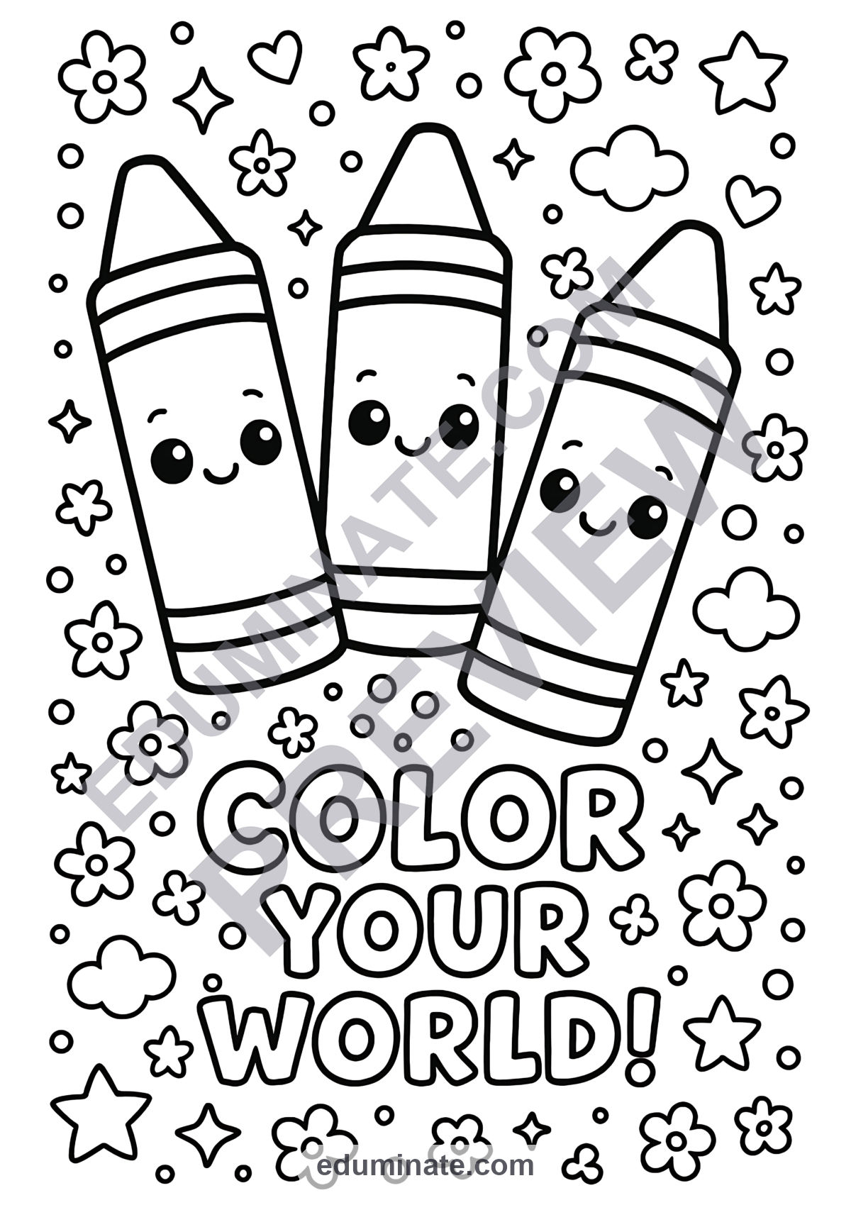 Preview sheet 6 of School Supplies Coloring Sheets | Crayons Art Activities for Early Learners