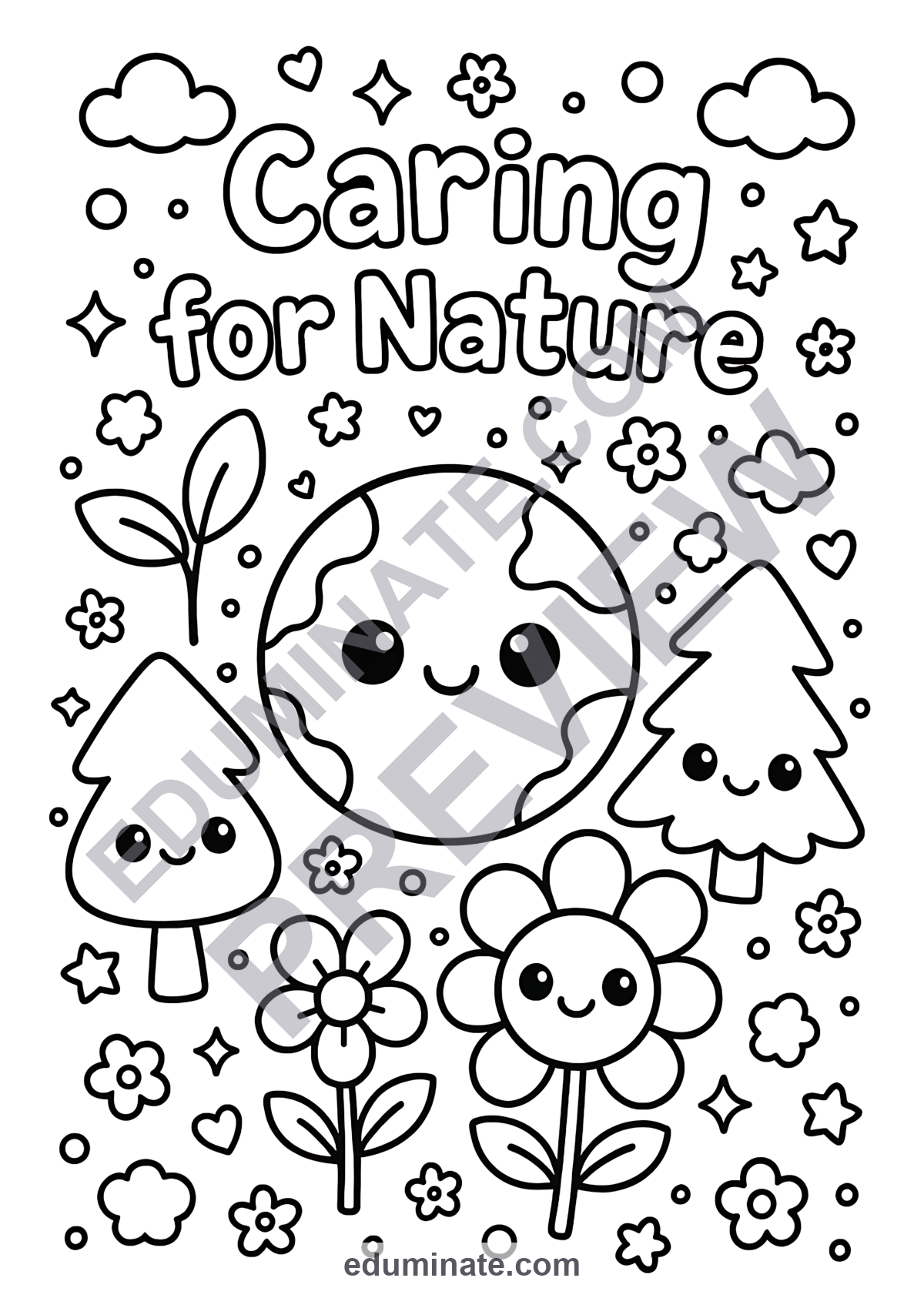 Preview sheet 6 of Caring for Nature Coloring Pages Earth Day Recycling Coloring Sheets 50 Pages