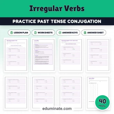 Irregular Verbs Practice Worksheets - Past Tense & Past Participle Grammar — resource cover