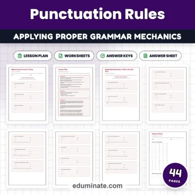 Punctuation Rules Worksheets - End Marks Commas Colons & Semicolons Packet — resource cover
