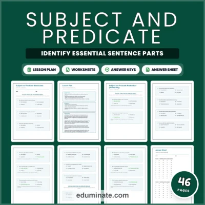 Subject and Predicate Worksheets | Complete Simple Compound Grammar Practice — resource cover