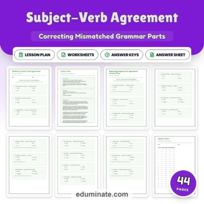 Subject-Verb Agreement Worksheet | Grammar Practice | Answer Key and Lesson Plan — resource cover