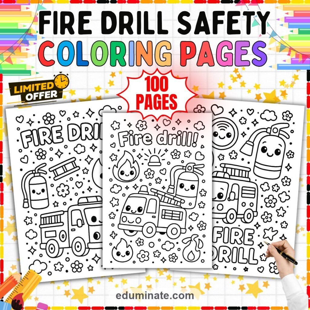 Fire Safety Coloring Pages Fire Drill Activity Sheets for Pre-K and Elementary cover
