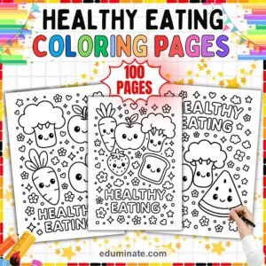Healthy Eating Coloring Pages Bundle | Fruits, Vegetables, Nutrition and Water page 6