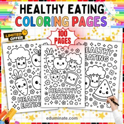 Nutrition Coloring Pages Healthy Eating Activity Sheets Food Pack for Kids — resource cover