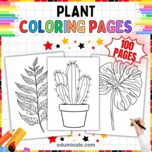 Plant Coloring Pages Printable Bundle | Houseplants, Botany and Plant Life Cycle page 3