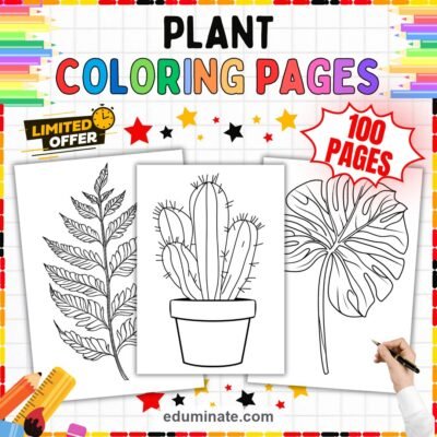 Plant Coloring Sheets 100 Botanical Tropical Foliage Art Activity Worksheets — resource cover
