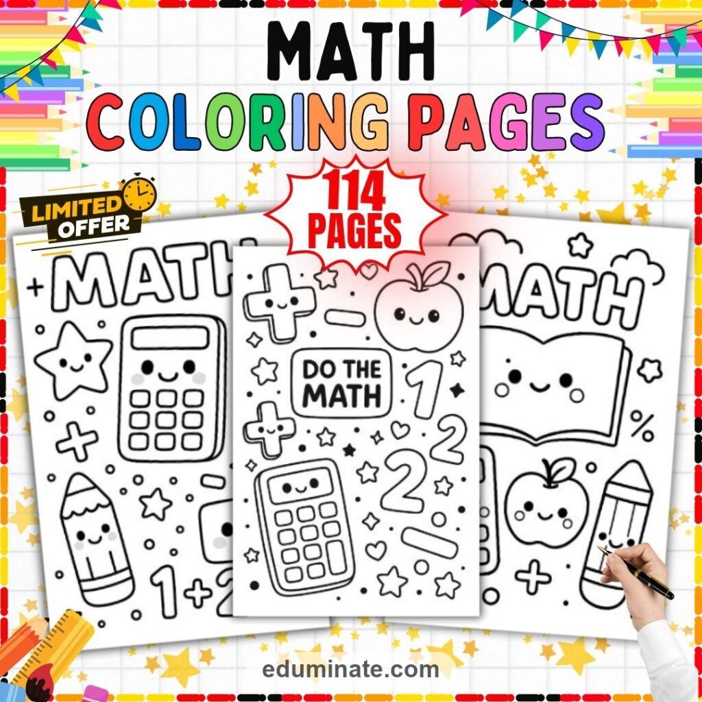 Kindergarten Math Coloring Pages Numbers Art Activity Sheets Pack for Kids cover