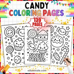 Candy Coloring Pages Bundle | Lollipops, Sweets and Kawaii Treats page 5