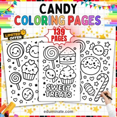 139 Candy Coloring Sheets Printable Sweets and Treats Activity Pages for Kids — resource cover