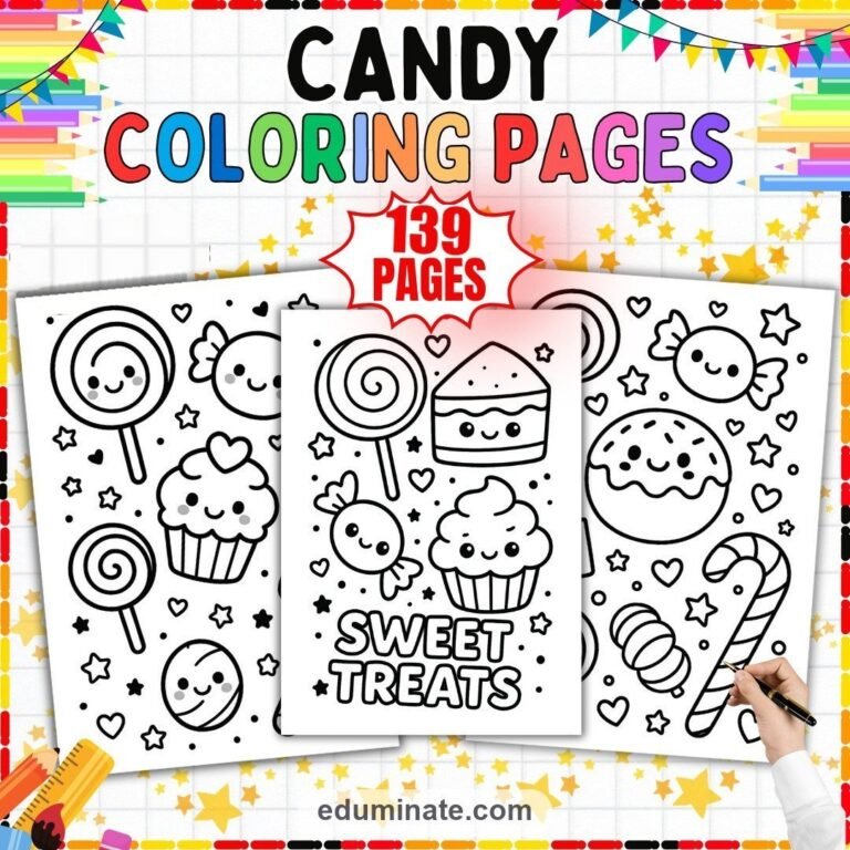 Candy Coloring Pages Bundle | Lollipops, Sweets and Kawaii Treats cover 5