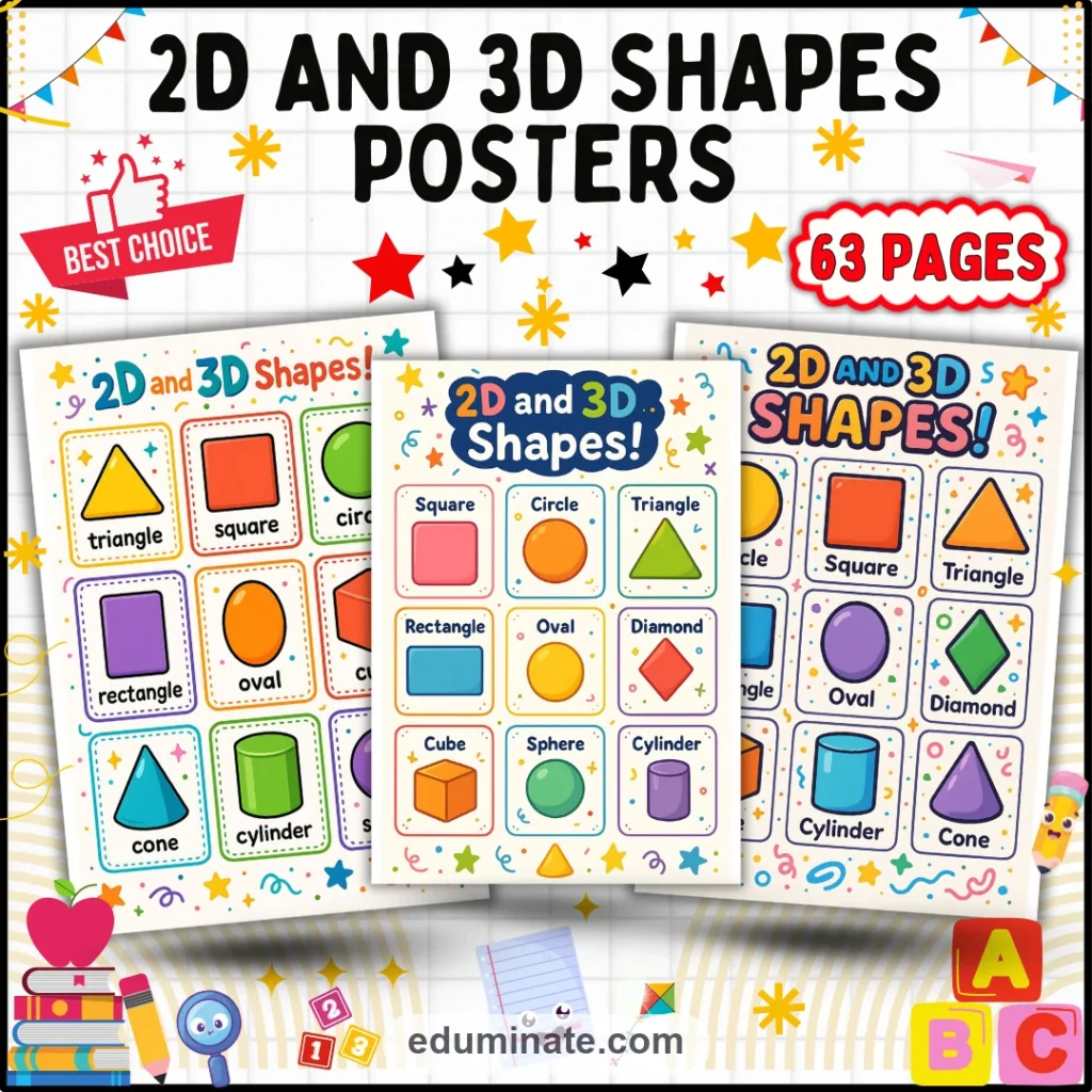 Shapes Posters | 2D Shapes Posters and 3D Shapes Posters Printable Math Charts cover