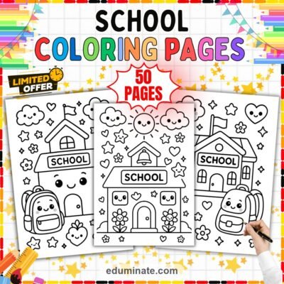 School Coloring Pages 50 Cute Schoolhouse Classroom Art Activity Worksheets — resource cover