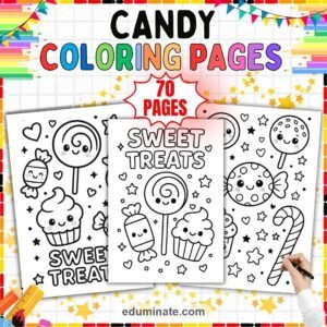 Candy Coloring Pages Bundle | Lollipops, Sweets and Kawaii Treats page 2