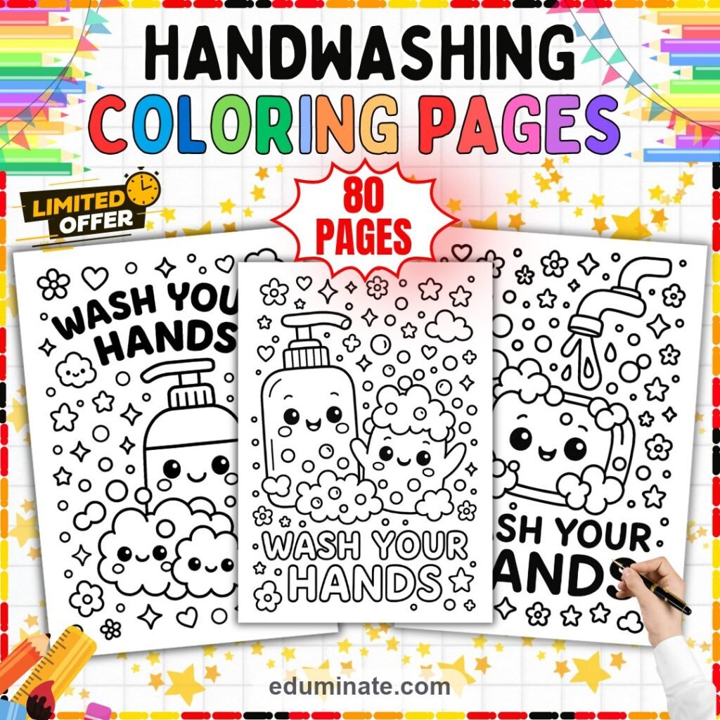 Handwashing Coloring Pages Hand Hygiene Activity Sheets Health Pack for Kids cover