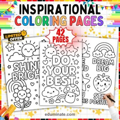 Inspirational Sayings Coloring Pages Positive Affirmation Sheets for Kids — resource cover