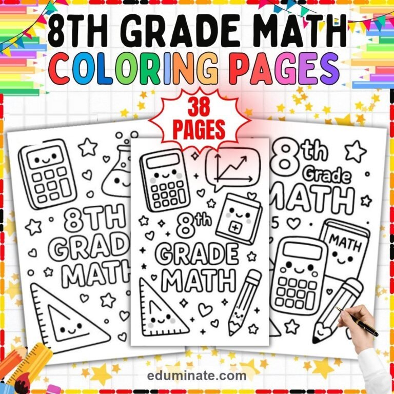 Middle School Coloring Pages Bundle | Tween Art and Math Doodle Sheets cover 3