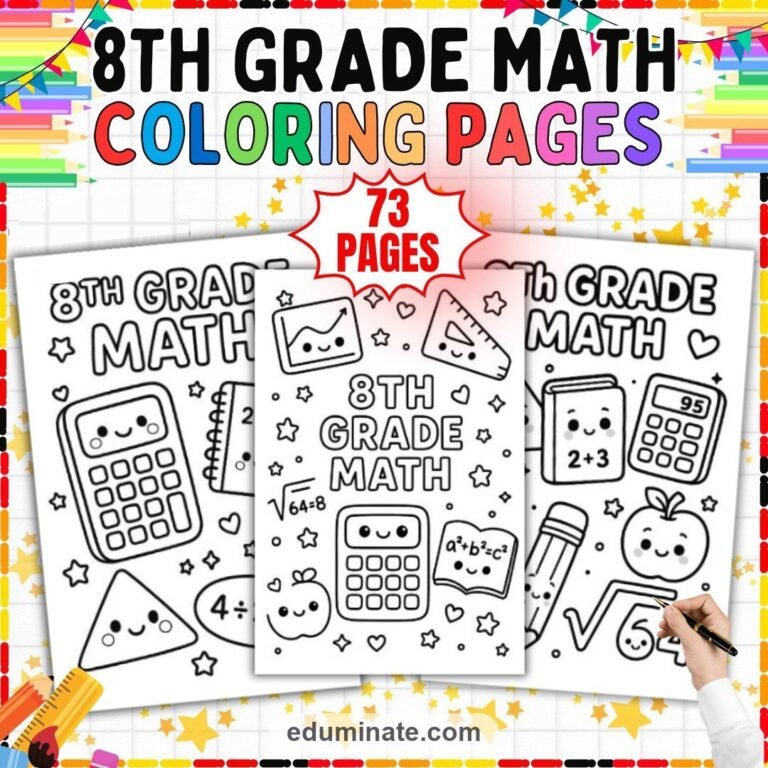 Middle School Coloring Pages Bundle | Tween Art and Math Doodle Sheets cover 4