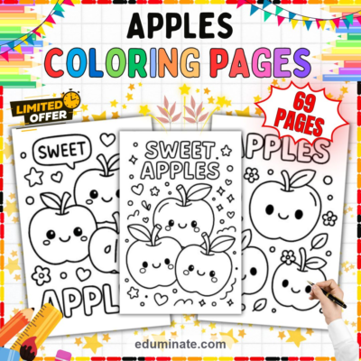 Printable Apple Coloring Pages | Cute Smiling Apple Sheets | Fruit Printables — resource cover
